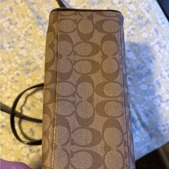 Coach Brown Signature Coated Canvas & Patent Leather Bennett Satchel Bag - Picture 8 of 10